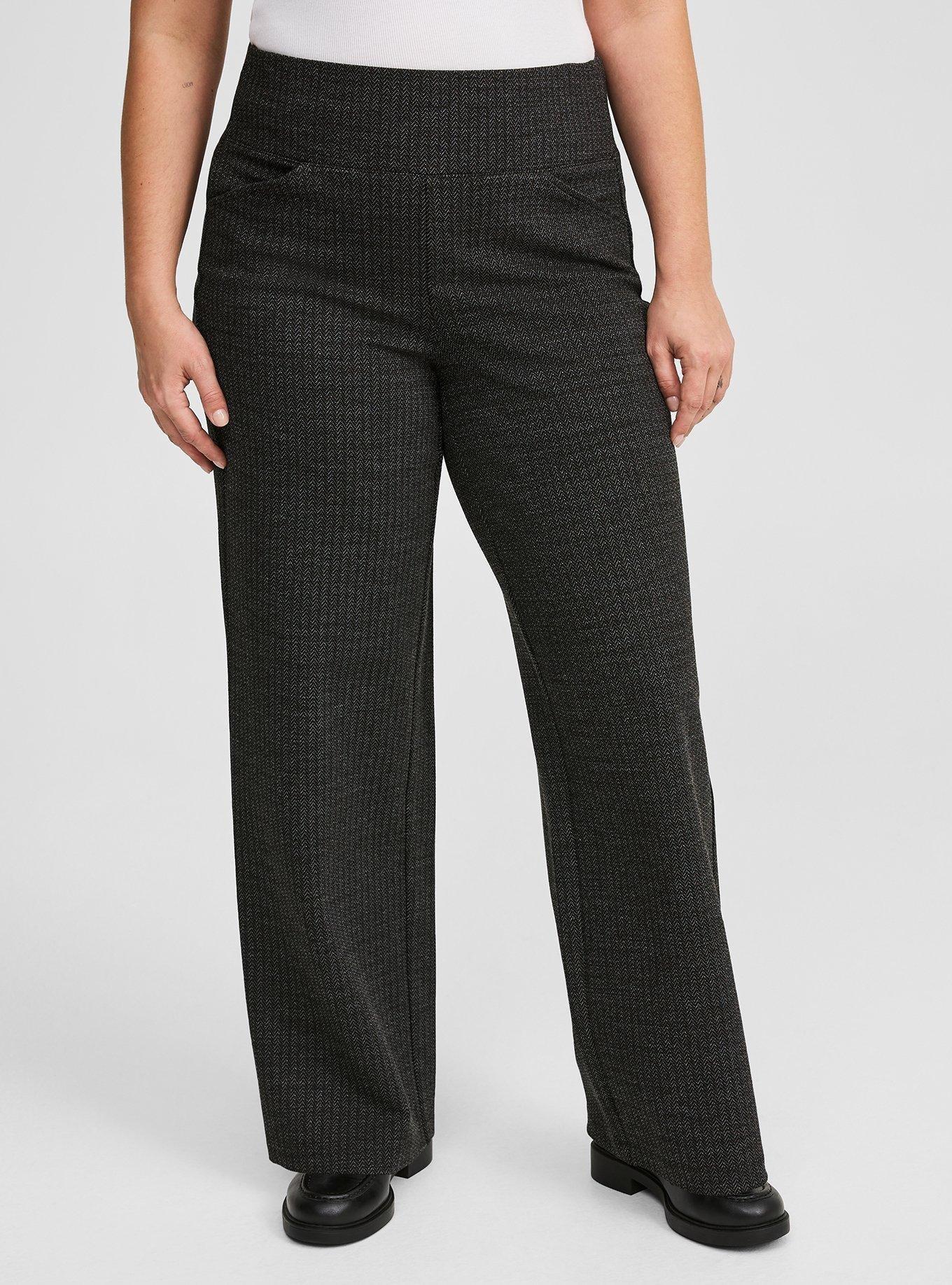 Pull-On Pixie Wide Leg Double Knit Pant, HERRINGBONE, alternate