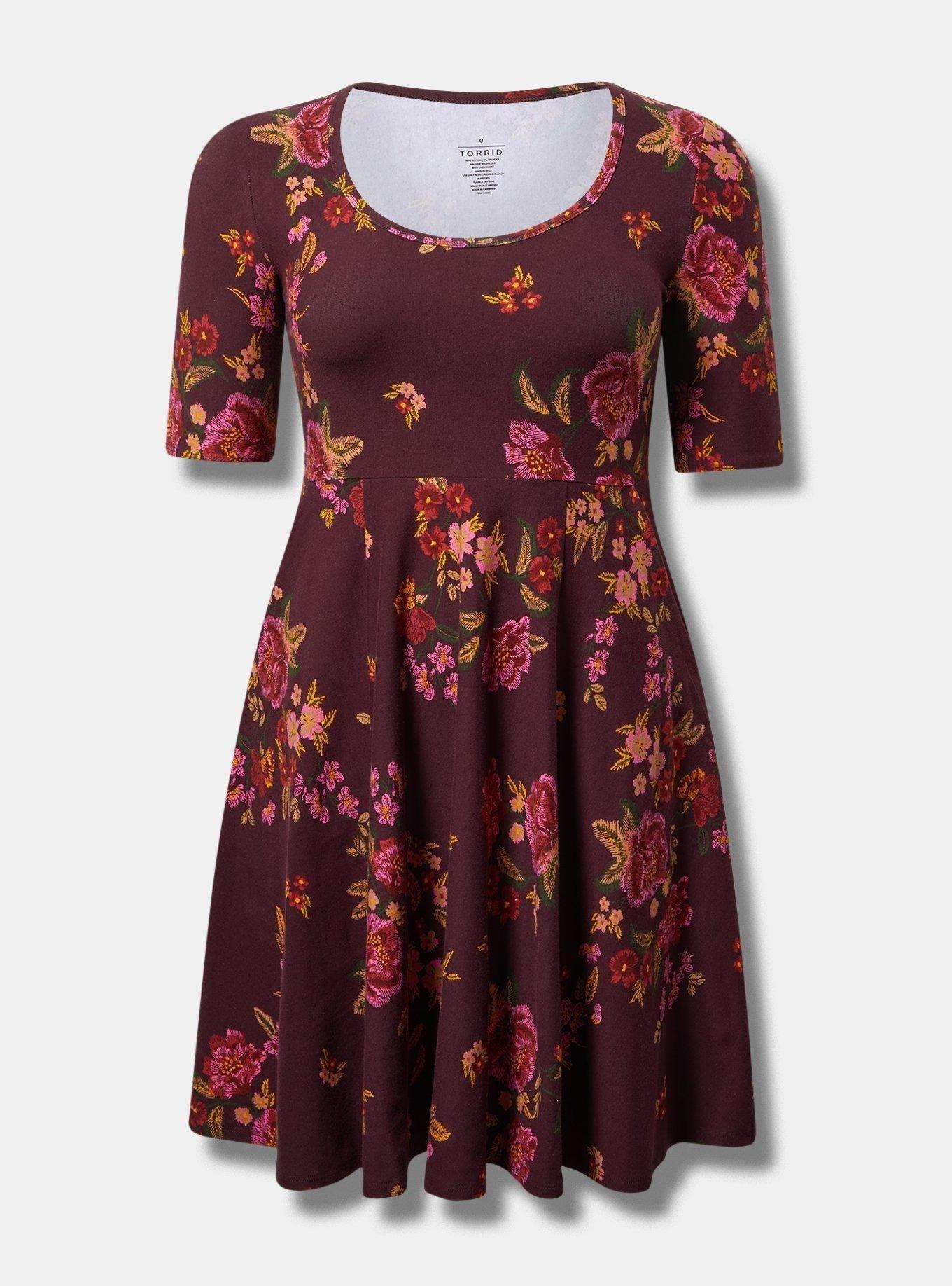 Mini Foxy Elbow Sleeve Skater Dress