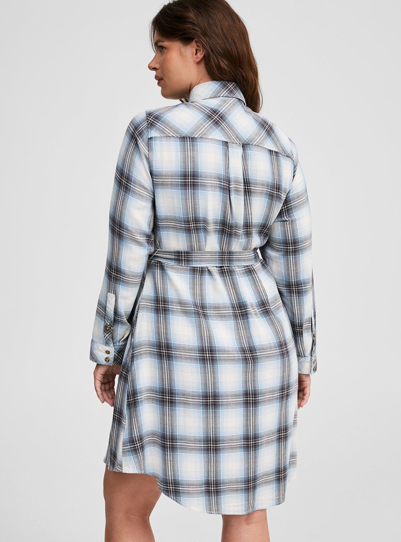 Plus Size - Mini Long Sleeve Button Front Shirt Dress - Torrid