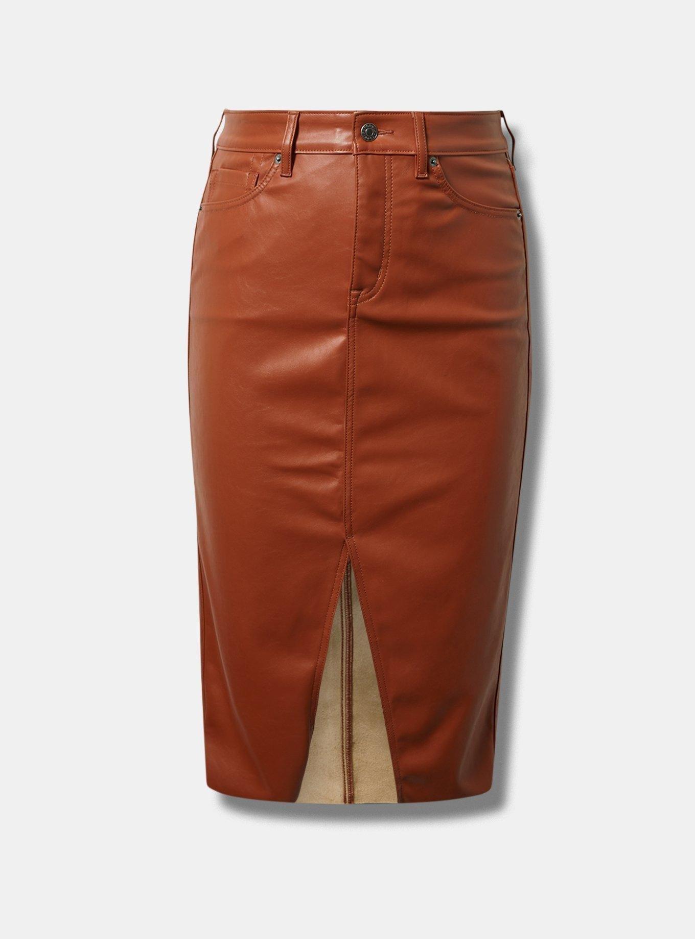 Plus Size - Midi Faux Leather Front Slit Skirt - Torrid Plus Size - Midi Faux Leather Front Slit Skirt - Torrid
