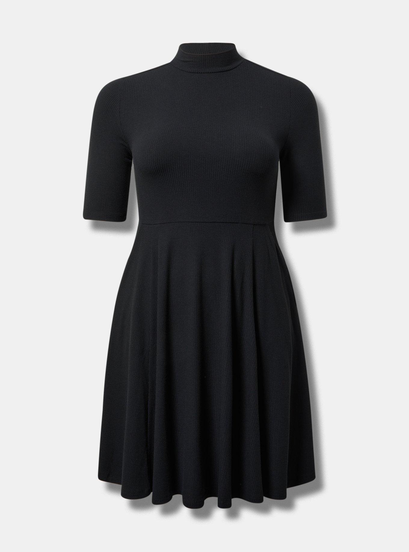 Mini Super Soft Rib Elbow Mock Neck Dress