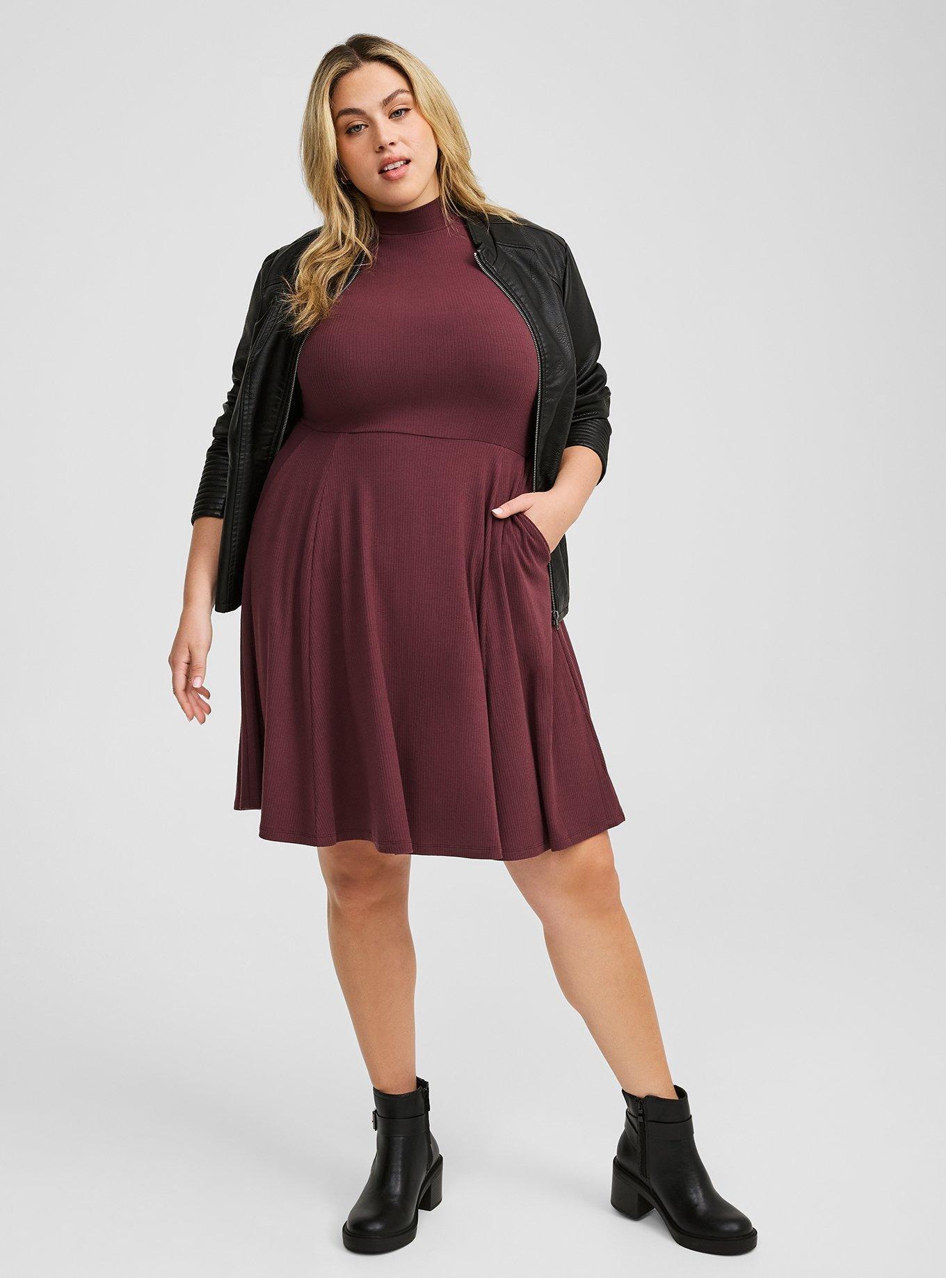 Mini Super Soft Rib Elbow Mock Neck Dress