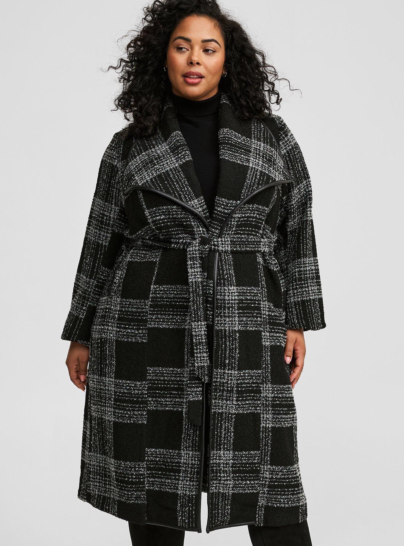 Torrid Black & White Boucle Fit & Flare shops Coat