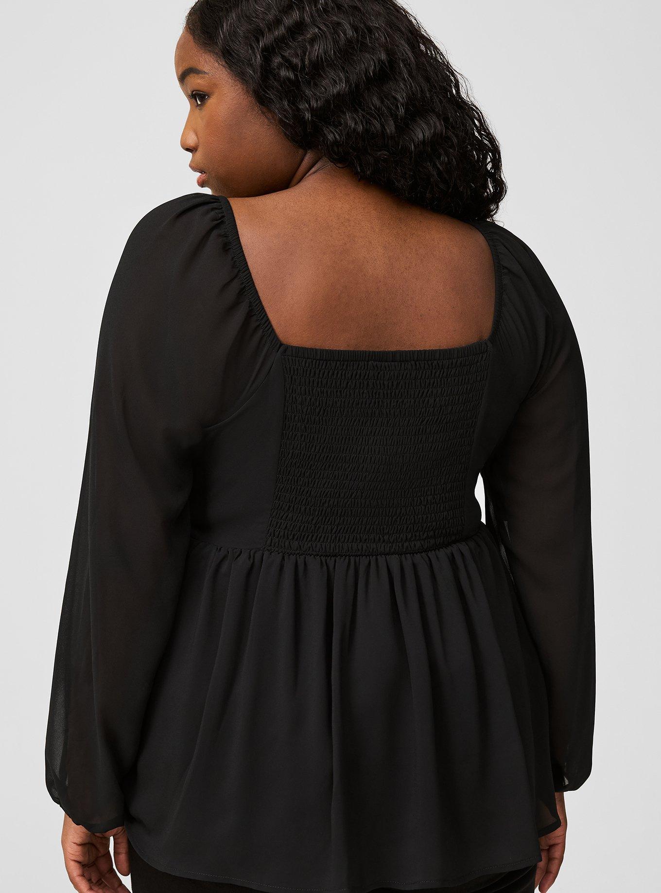 Plus Size - Peplum Chiffon Long Sleeve Top - Torrid