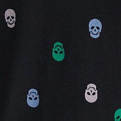 Plus Size Heritage Jersey Relaxed V-Neck Tee, PLAYFUL SKULLS BLACK, swatch