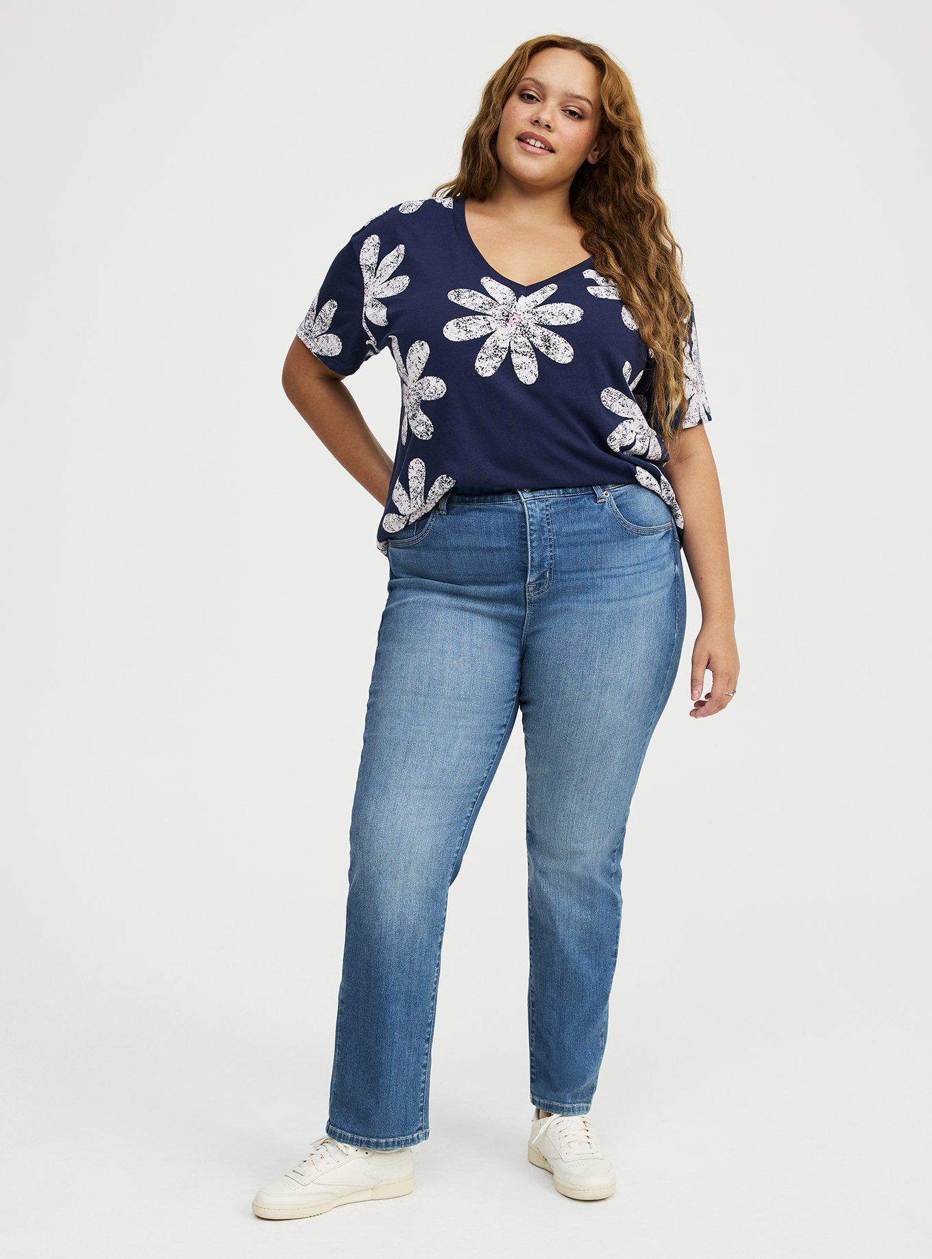 Heritage Jersey Relaxed V-Neck Tee, DAISY LANE NAVY, alternate