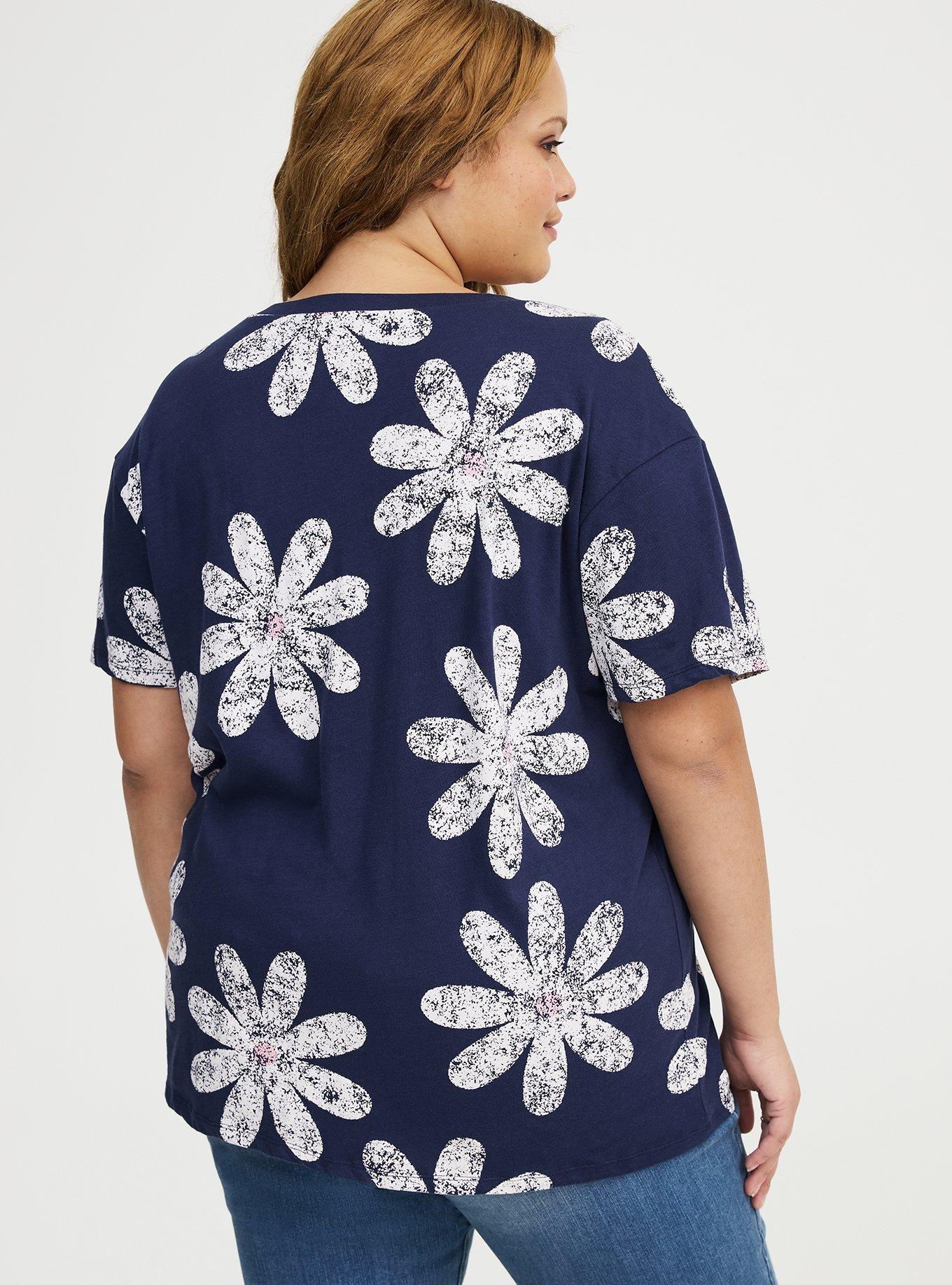 Heritage Jersey Relaxed V-Neck Tee, DAISY LANE NAVY, alternate
