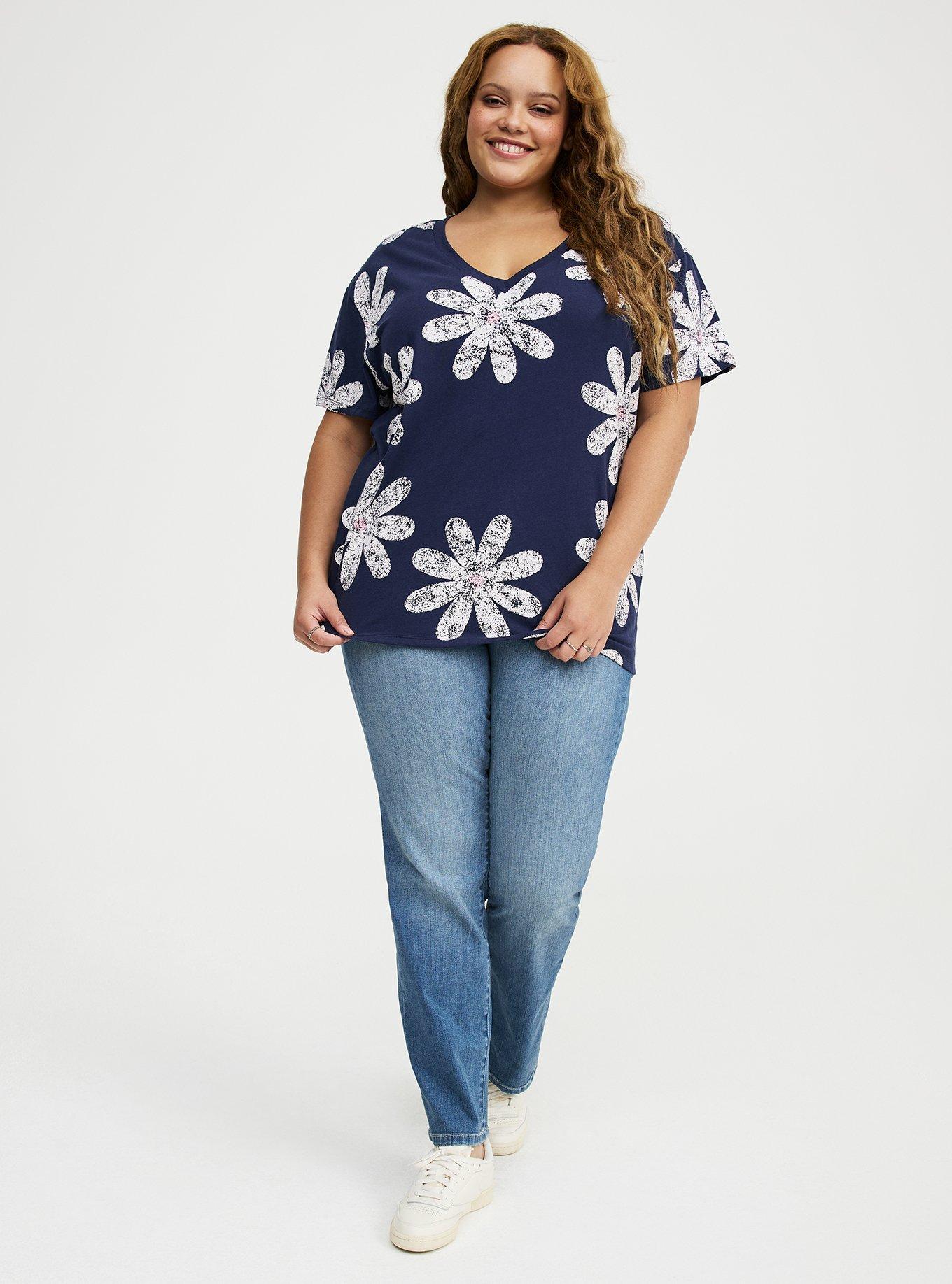Heritage Jersey Relaxed V-Neck Tee, DAISY LANE NAVY, alternate