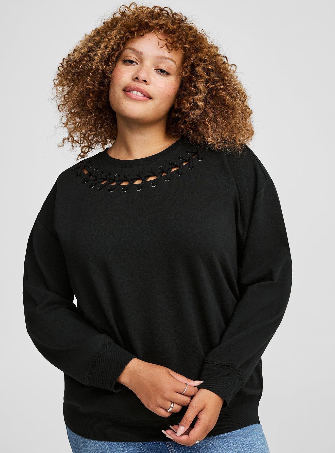 Super Soft Fleece Drop Shoulder Grommet Sweatshirt