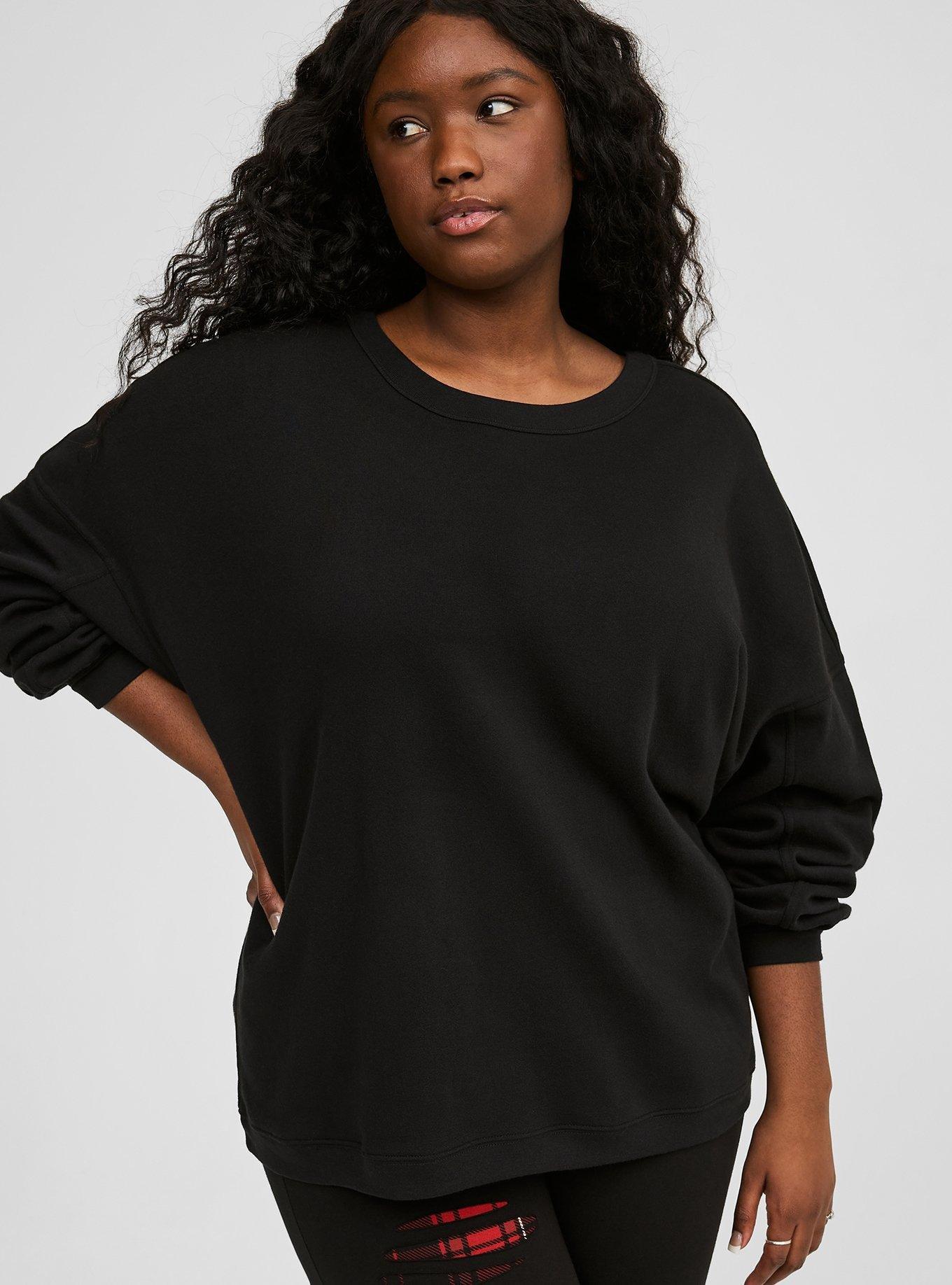 Cozy Fleece Crew Neck Oversized Tunic Sweatshirt