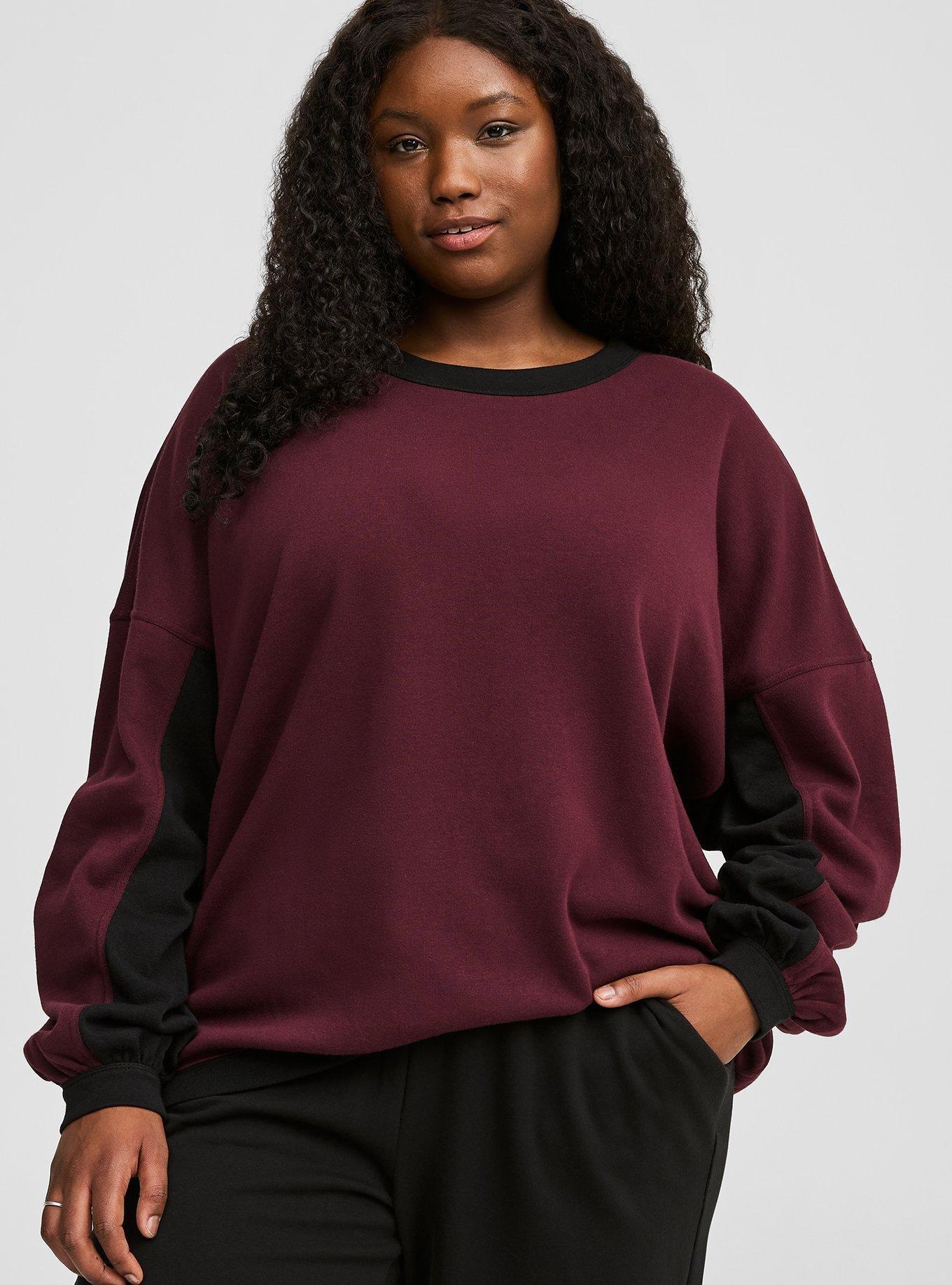 Plus Size Cozy Fleece Crew Neck Oversized Tunic Sweatshirt Torrid