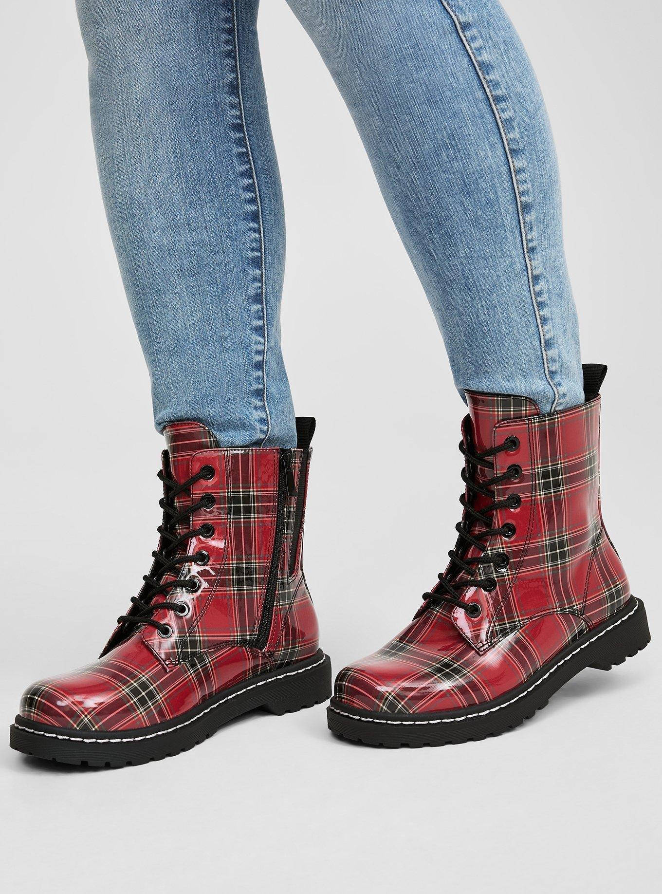 Stevie Combat Boot (WW), RED PLAID, alternate