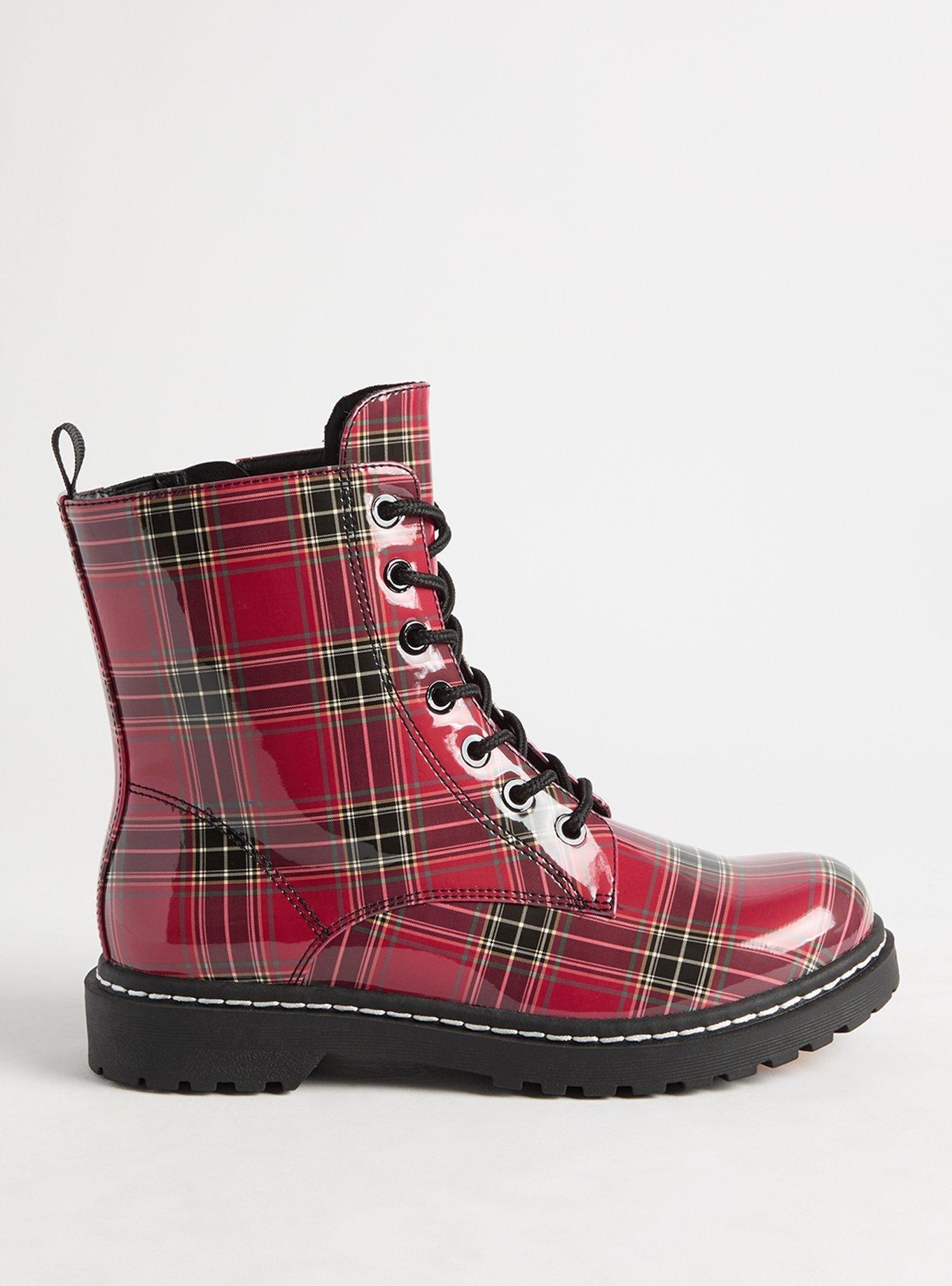 Stevie Combat Boot (WW), RED PLAID, alternate