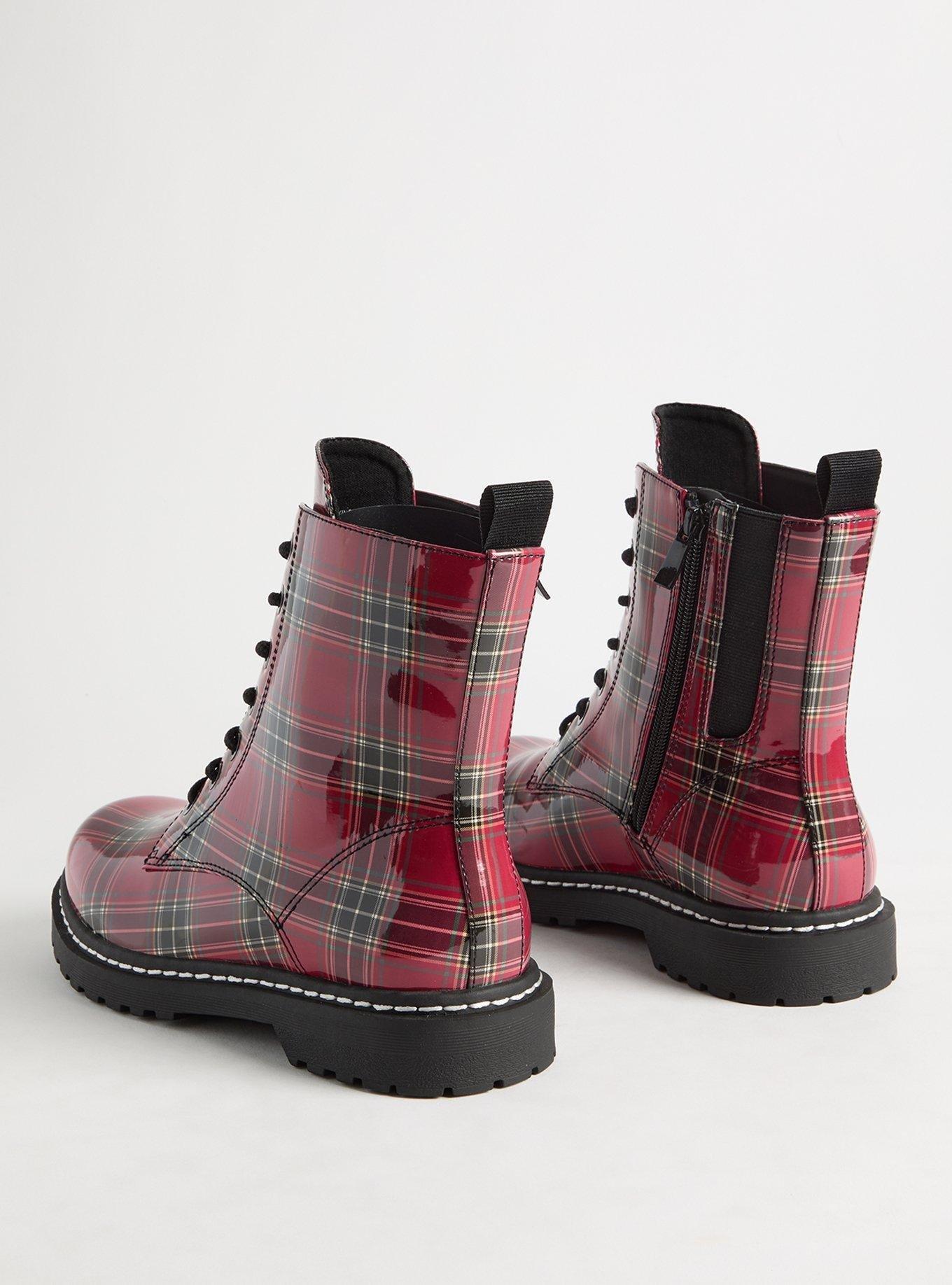 Stevie Combat Boot (WW), RED PLAID, alternate