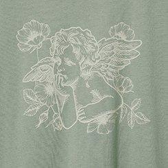 Floral Cherub Relaxed Fit Cotton Crew Tee, LILY PAD, swatch