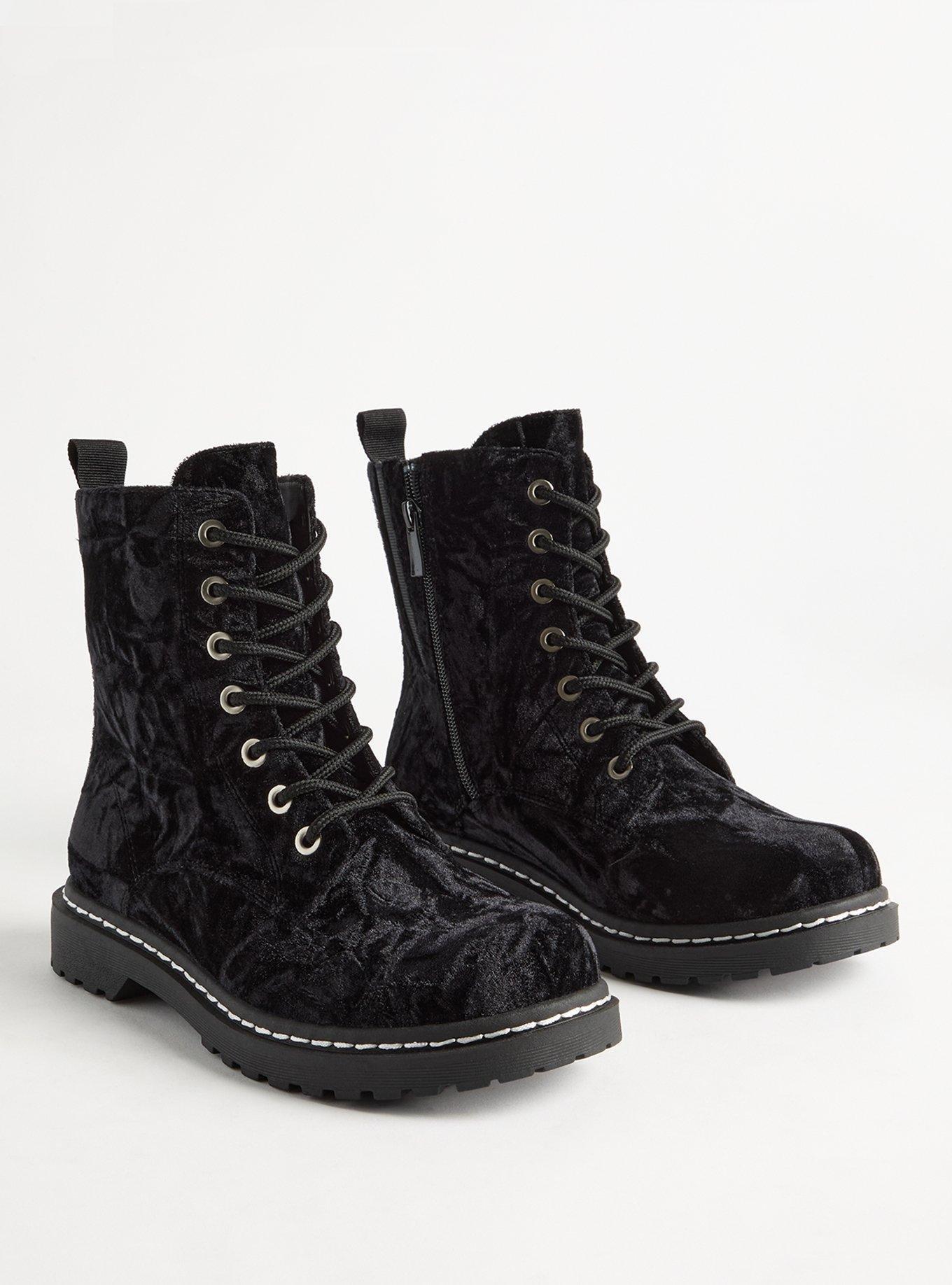 Crushed Velvet Combat Bootie (WW