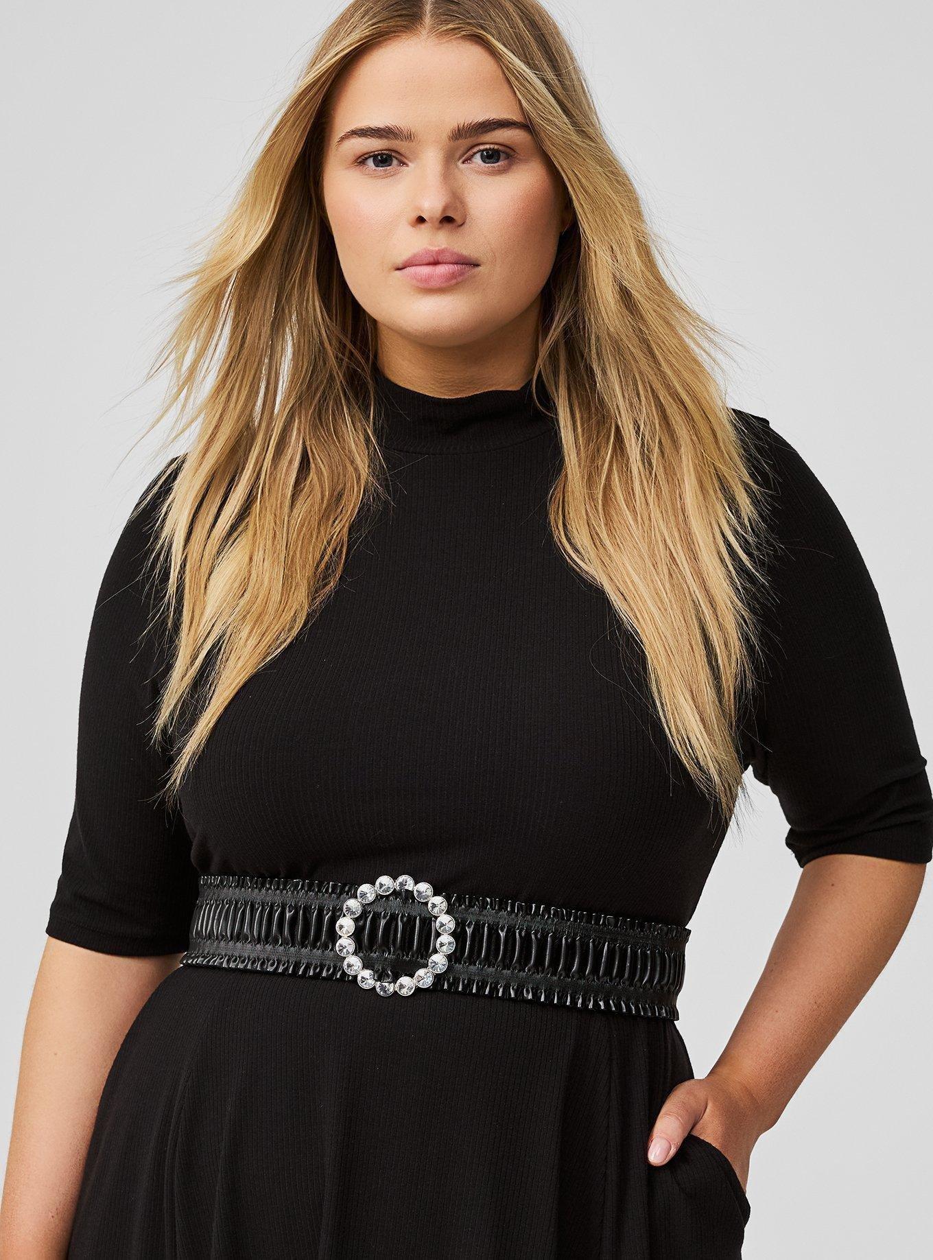 white christmas dresses Snag Belt in Black Faux Leather main image 1