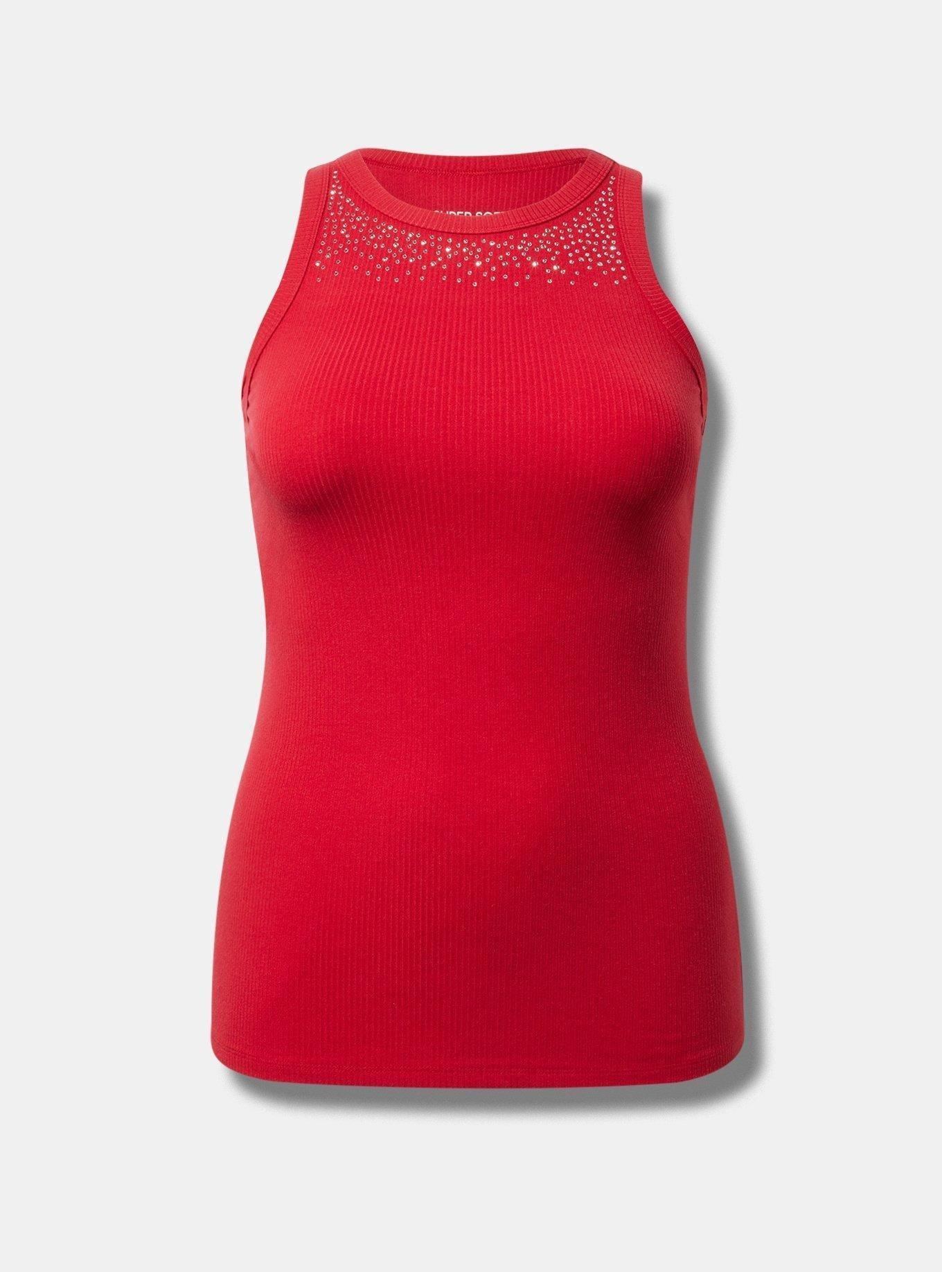 Super Soft Rib High Neck Embellished Tank