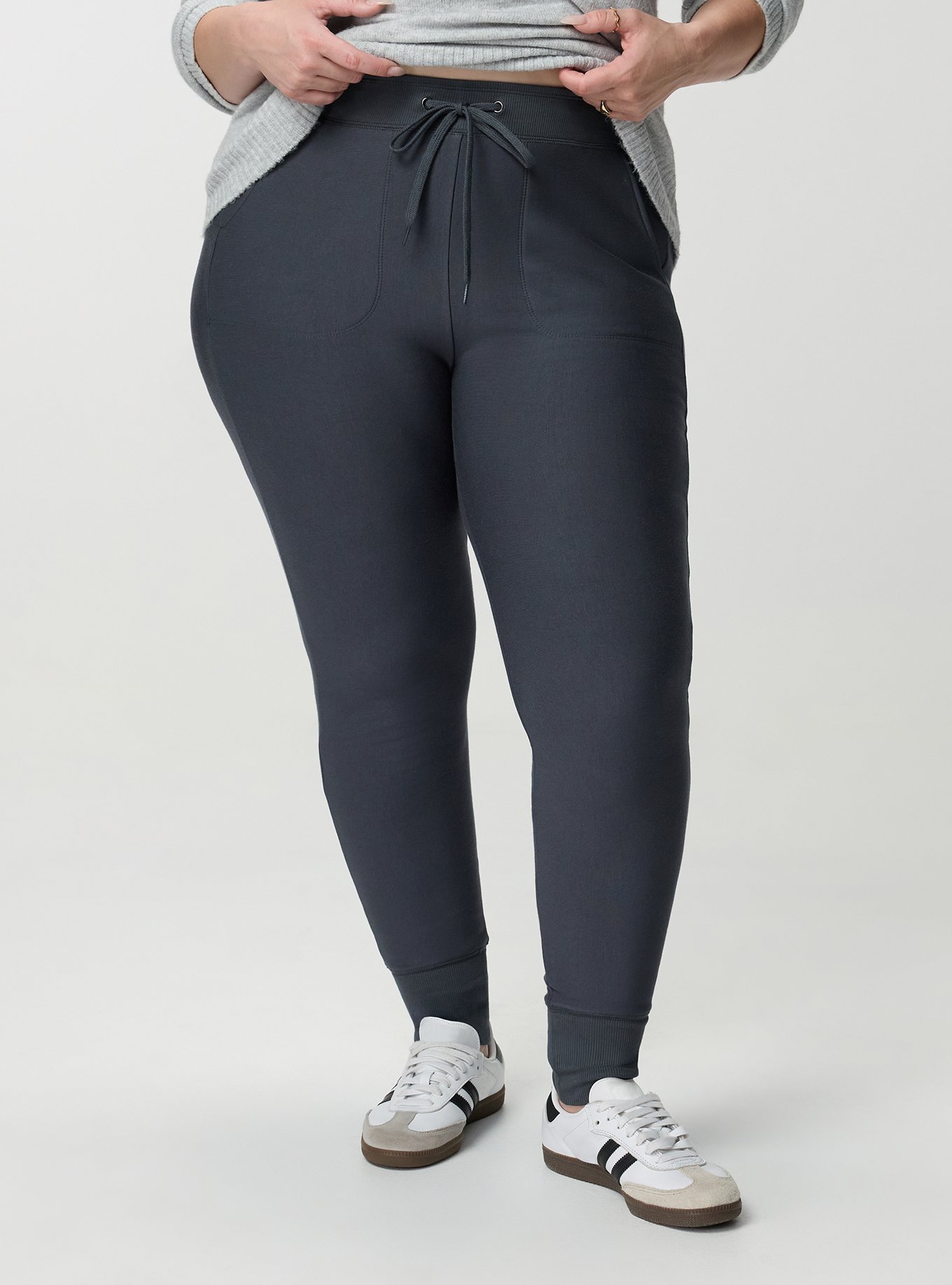 Full-Length Fleece Pocket Jogger Legging, EBONY, alternate