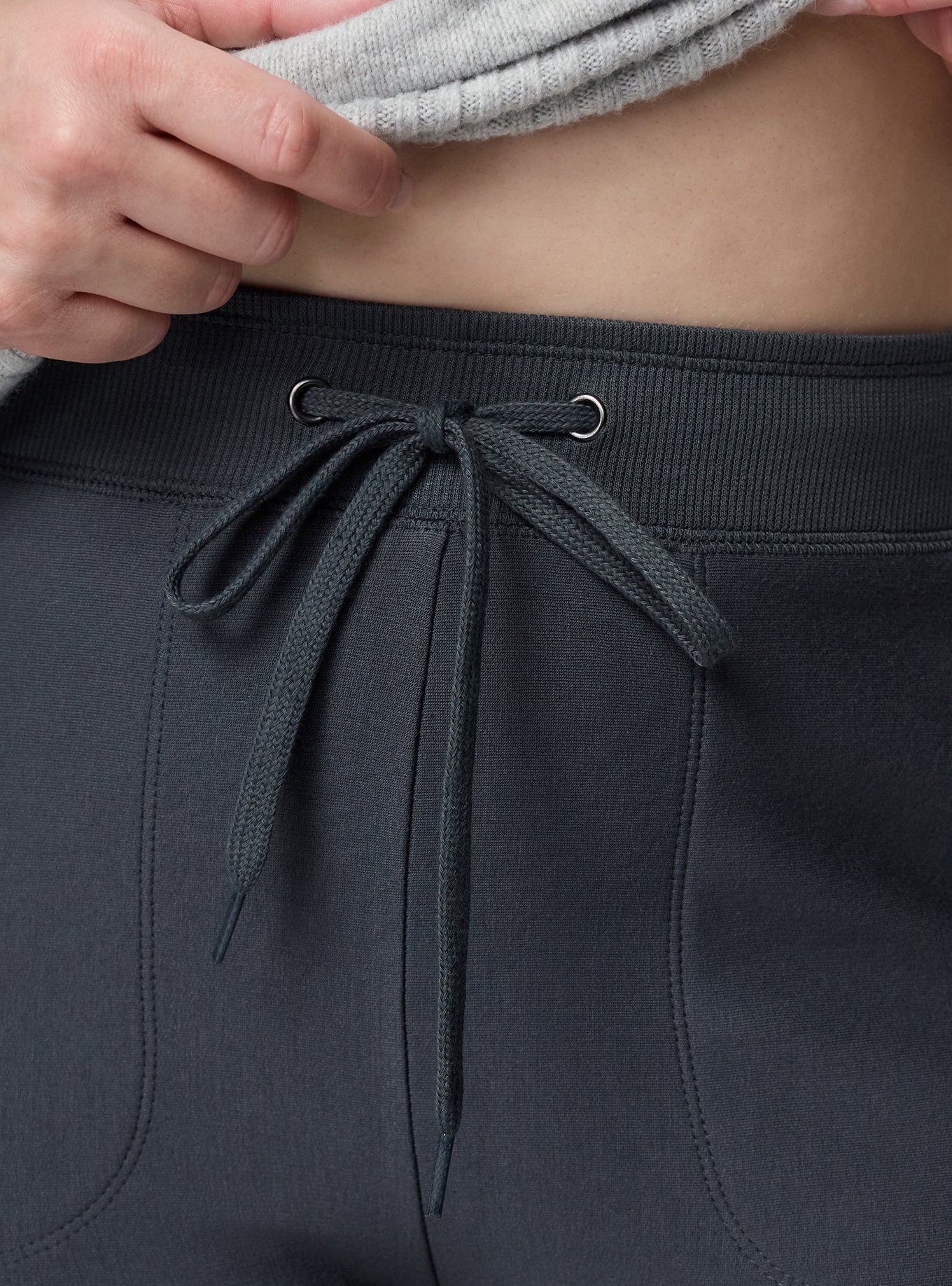 Full-Length Fleece Pocket Jogger Legging, EBONY, alternate