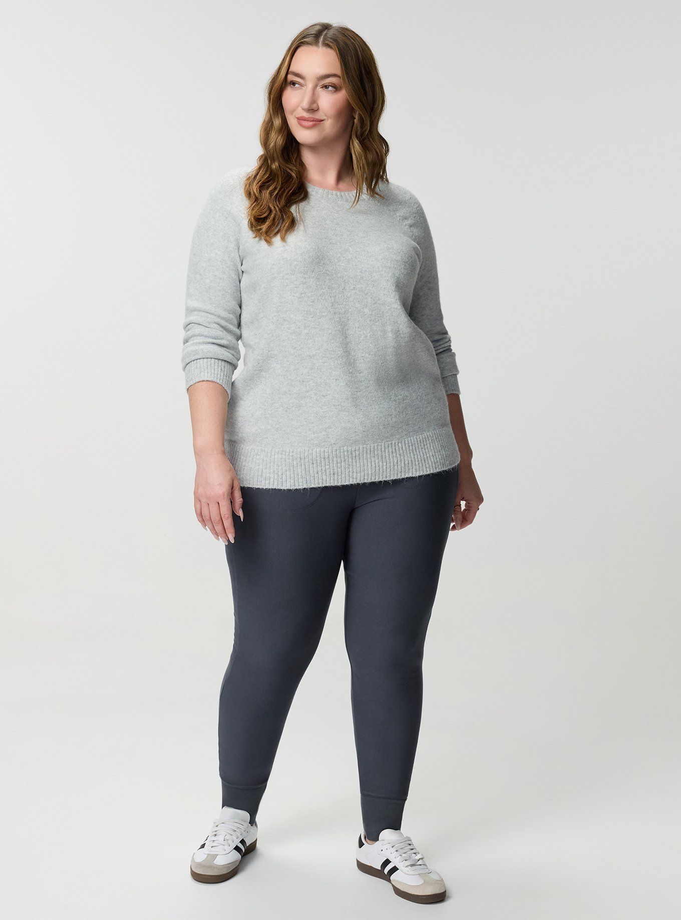 Full-Length Fleece Pocket Jogger Legging, EBONY, alternate