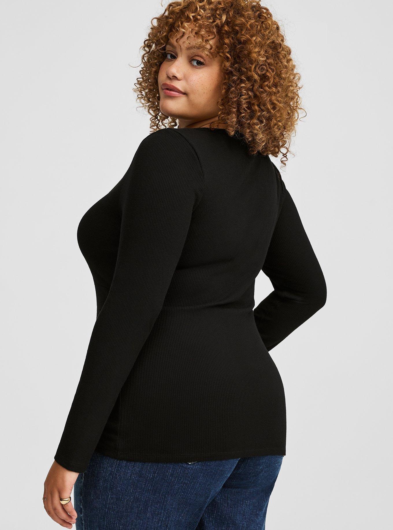 Plus Size Thermal V Neck Long Sleeve Cinched Henley Torrid