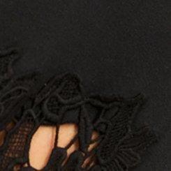 Cozy Fleece V-Neck Crochet Sweatshirt, DEEP BLACK, swatch