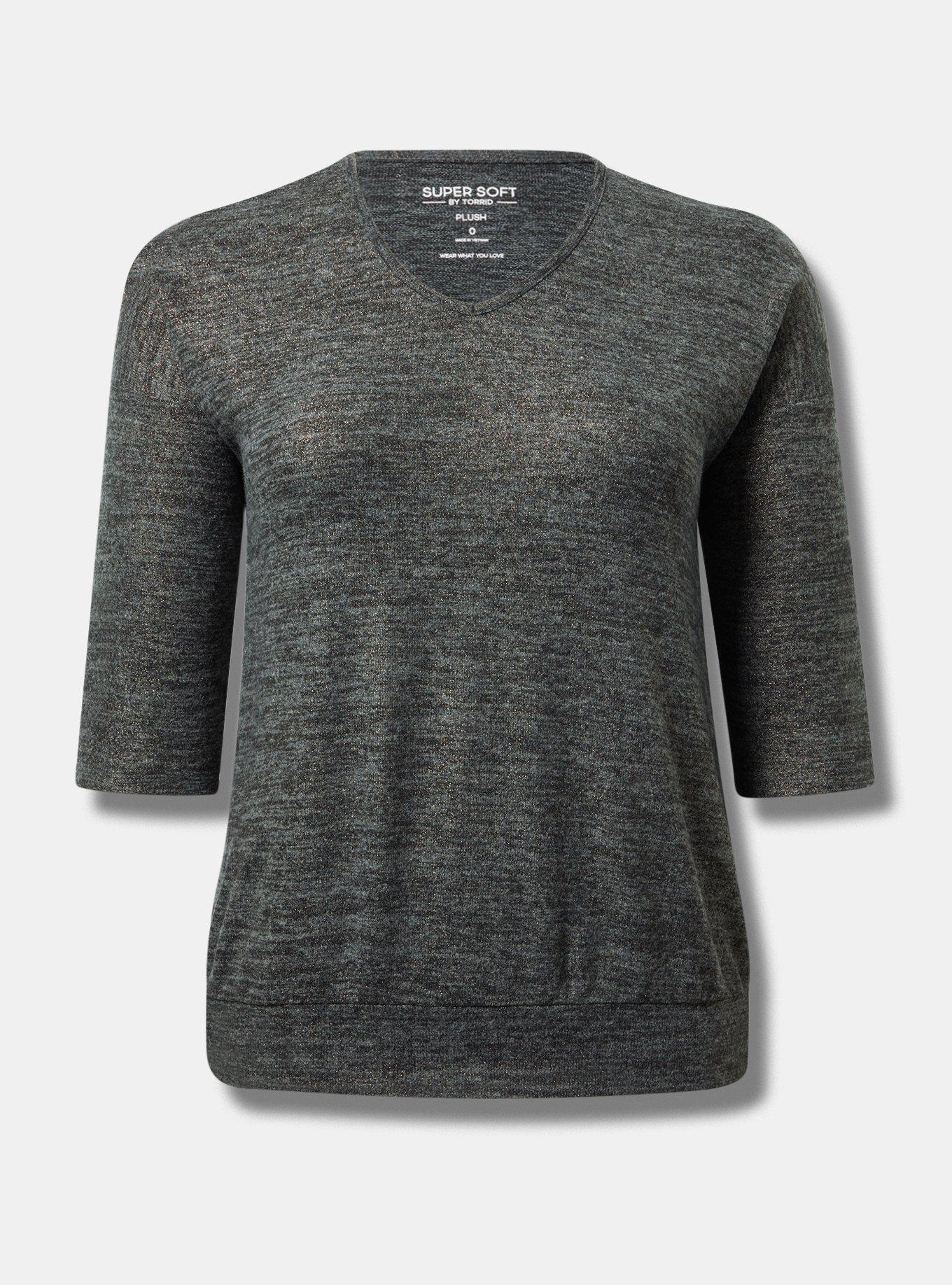 Relaxed Super Soft Plush V-Neck Shimmer Sweatshirt