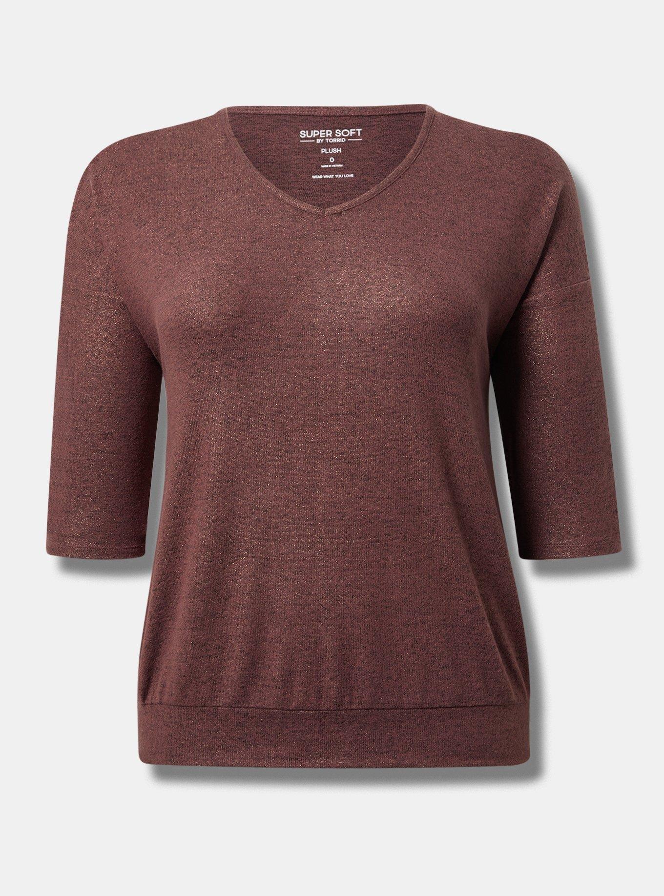 Relaxed Super Soft Plush V-Neck Shimmer Sweatshirt