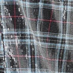 Plus Size Sequin Button Front Blazer, STUDY PLAID DEEP BLACK, swatch