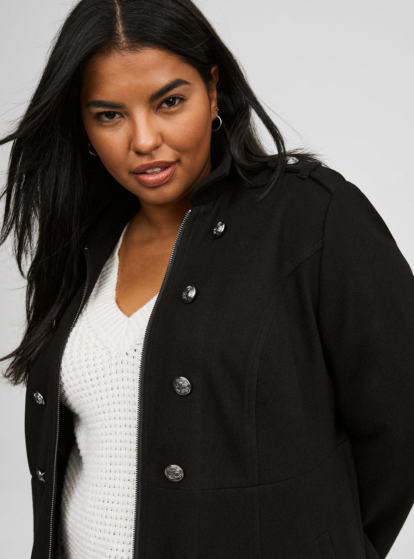Plus Size - Cozy Zip Front Military Coat - Torrid