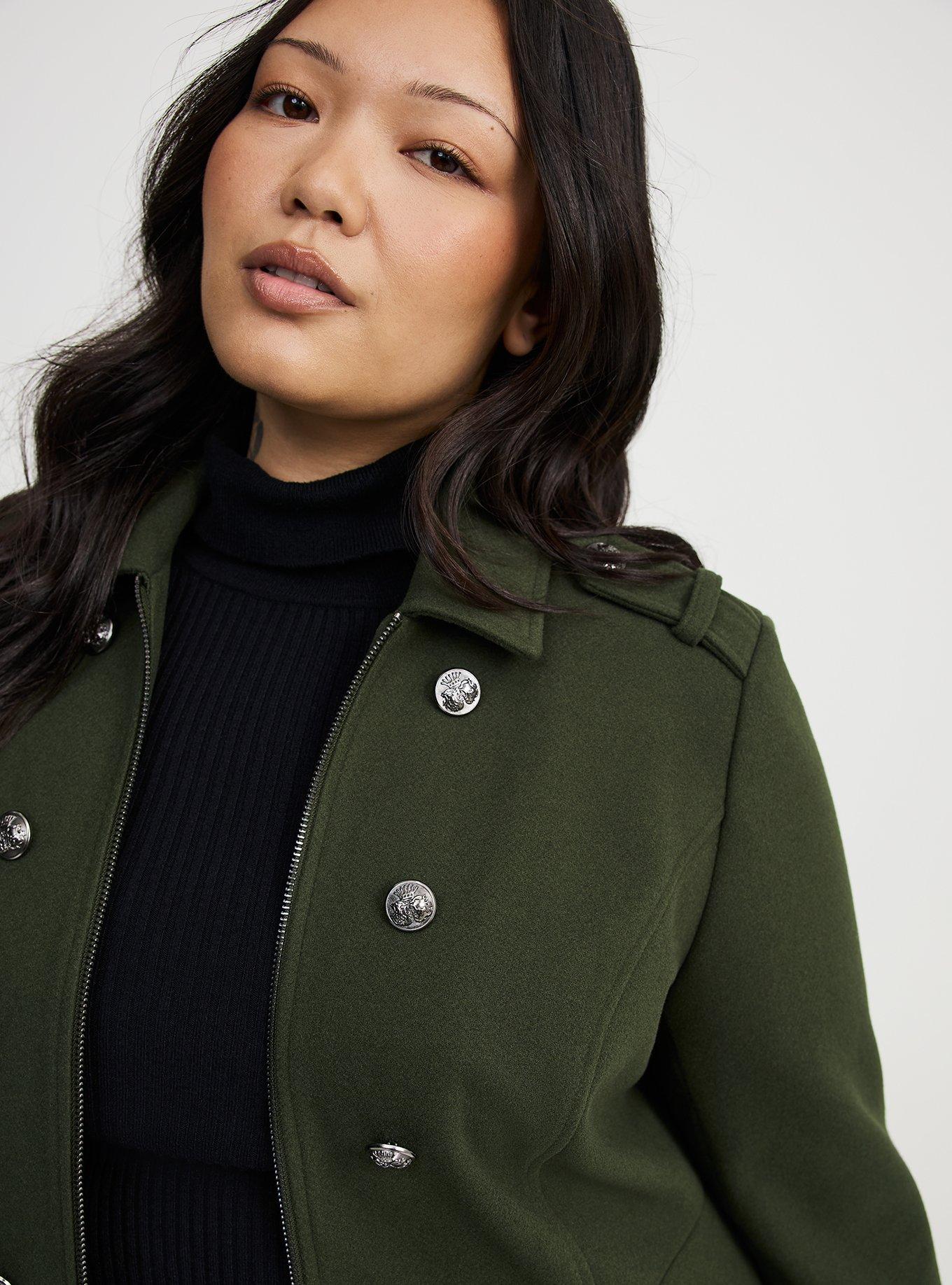 Softest Coat Zip Front Military Coat