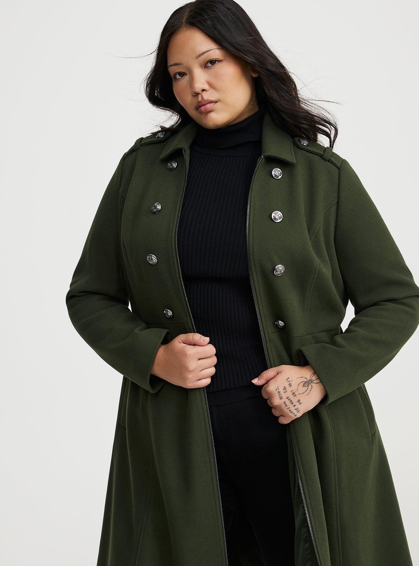 Cozy Zip Front Military Coat