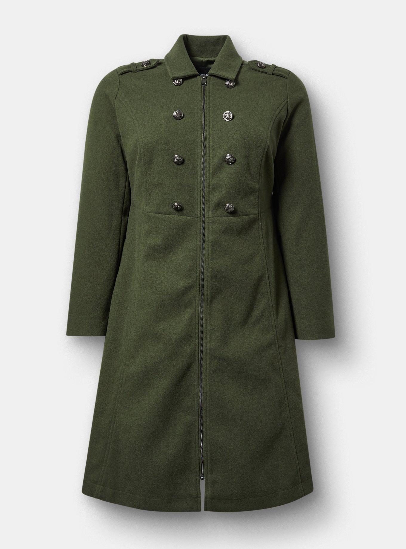 Cozy Zip Front Military Coat