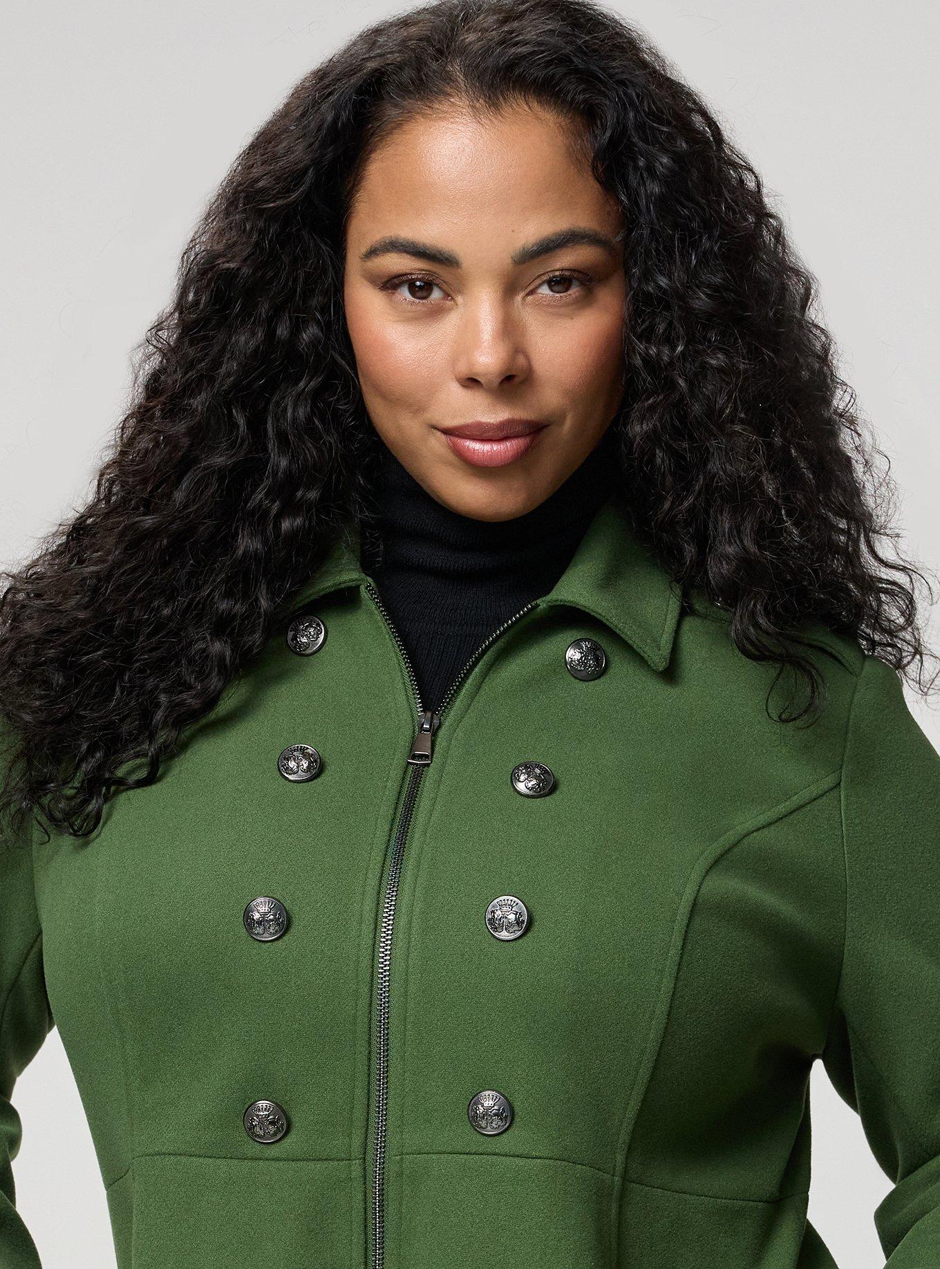 Cozy Zip Front Military Coat, BRONZE GREEN, alternate