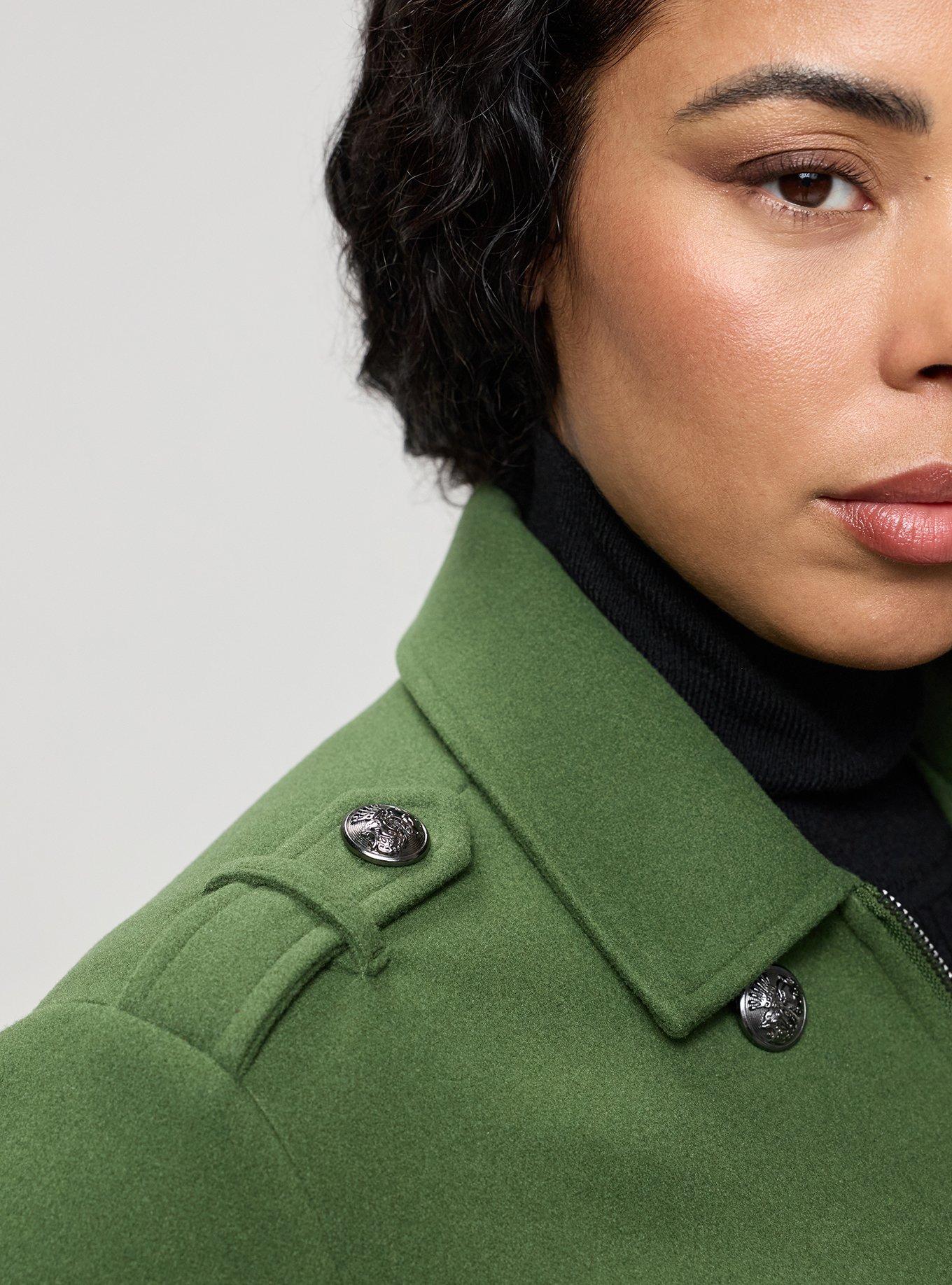 Cozy Zip Front Military Coat, BRONZE GREEN, alternate