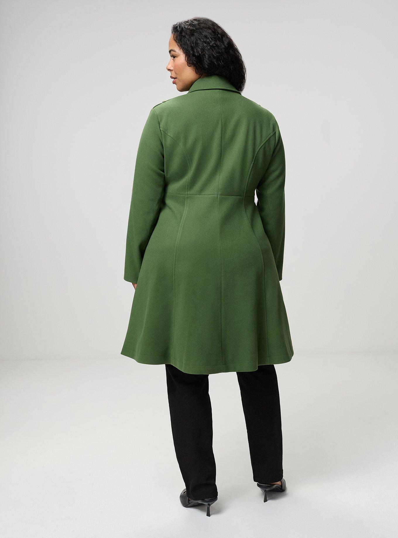 Cozy Zip Front Military Coat, BRONZE GREEN, alternate