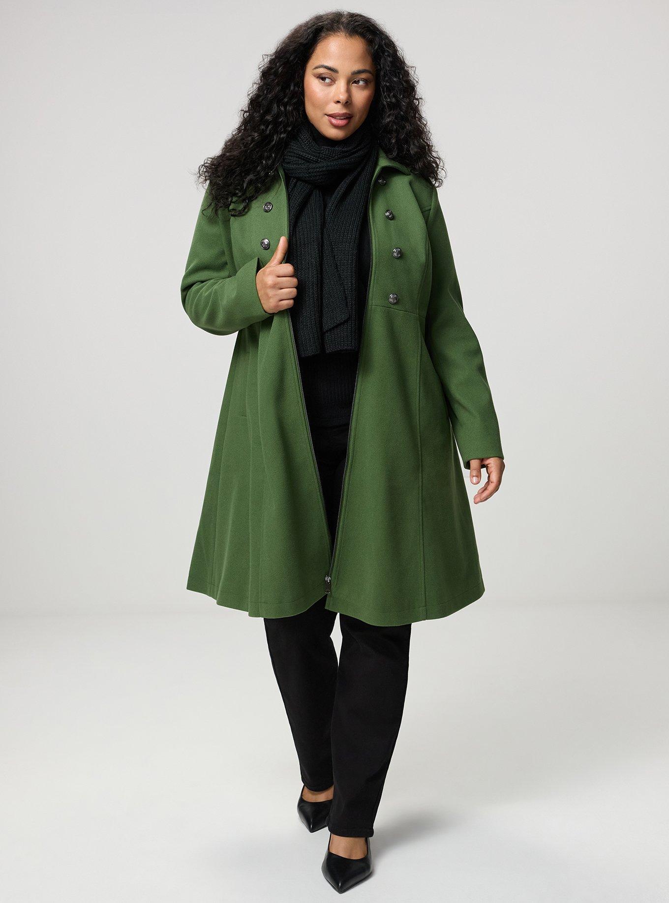 Cozy Zip Front Military Coat, BRONZE GREEN, alternate