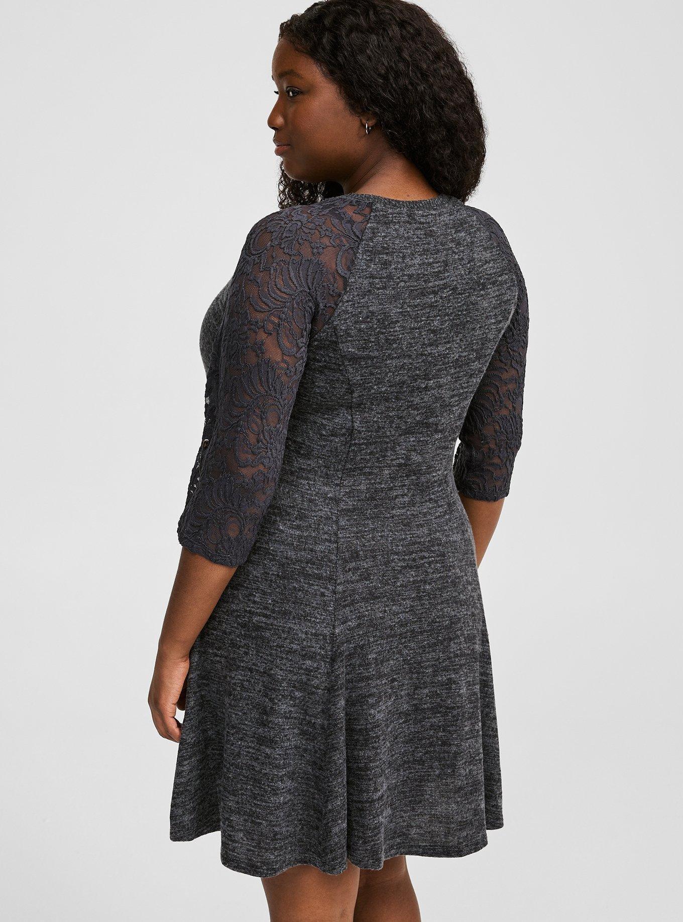 Mini Lace Raglan Sleeve Sweatshirt Dress