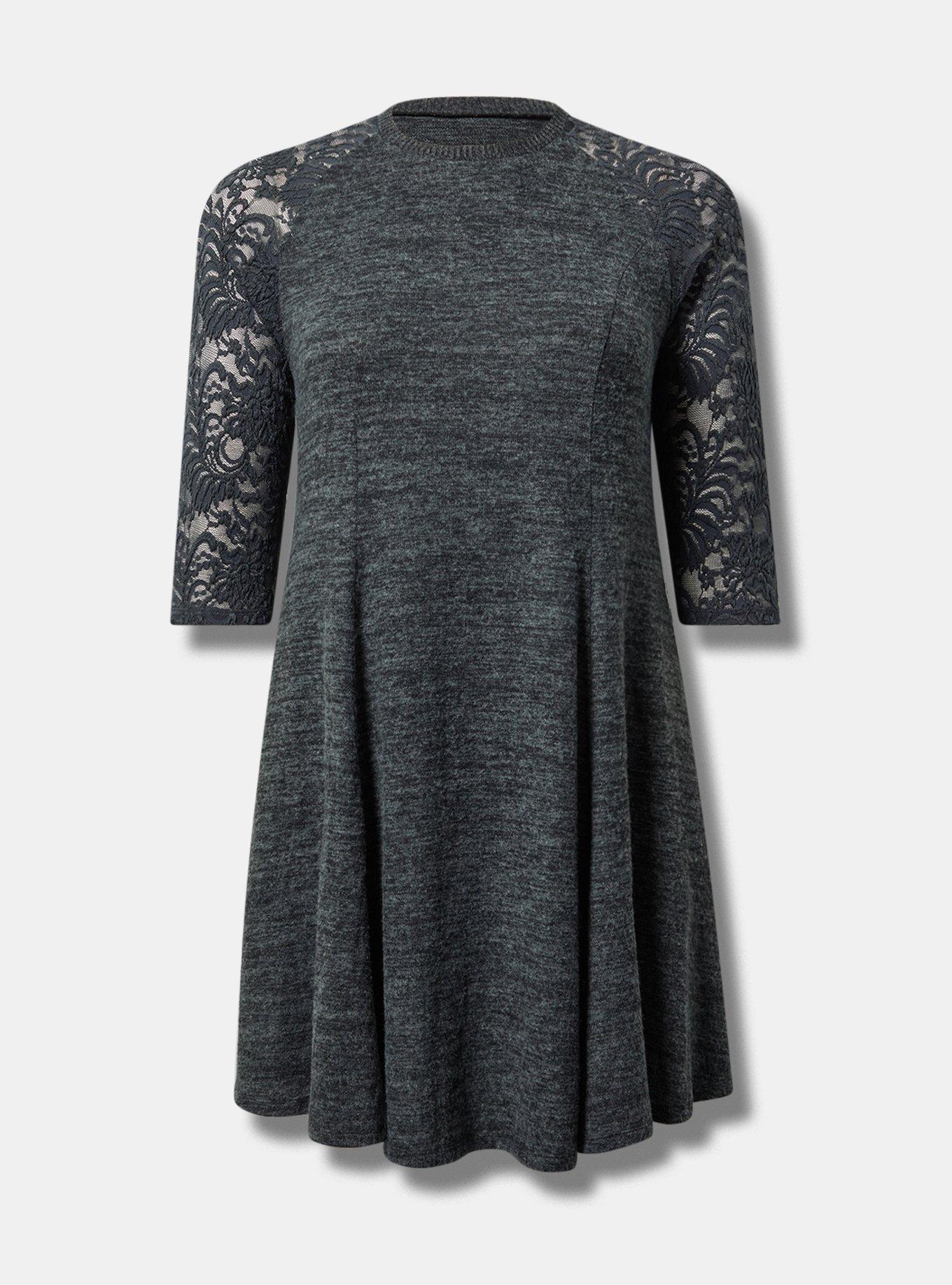 Mini Lace Raglan Sleeve Sweatshirt Dress