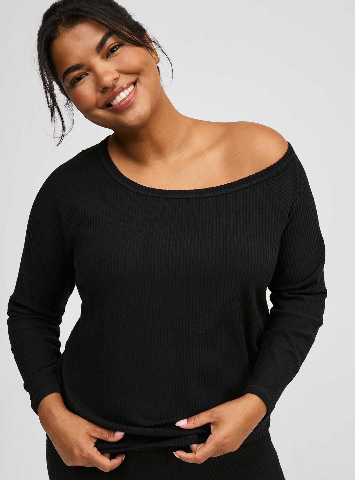 Heavy Hacci Rib Off The Shoulder Lounge Tee