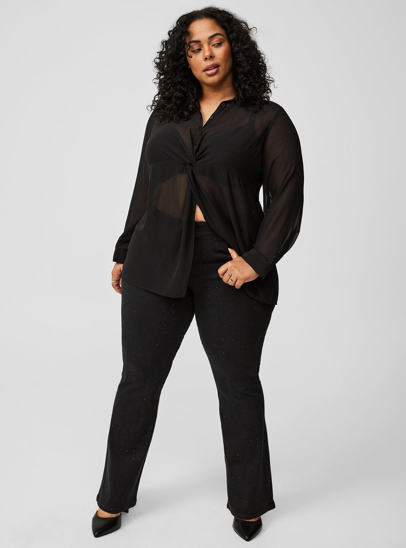 Chiffon Twist Front Tunic, DEEP BLACK, alternate