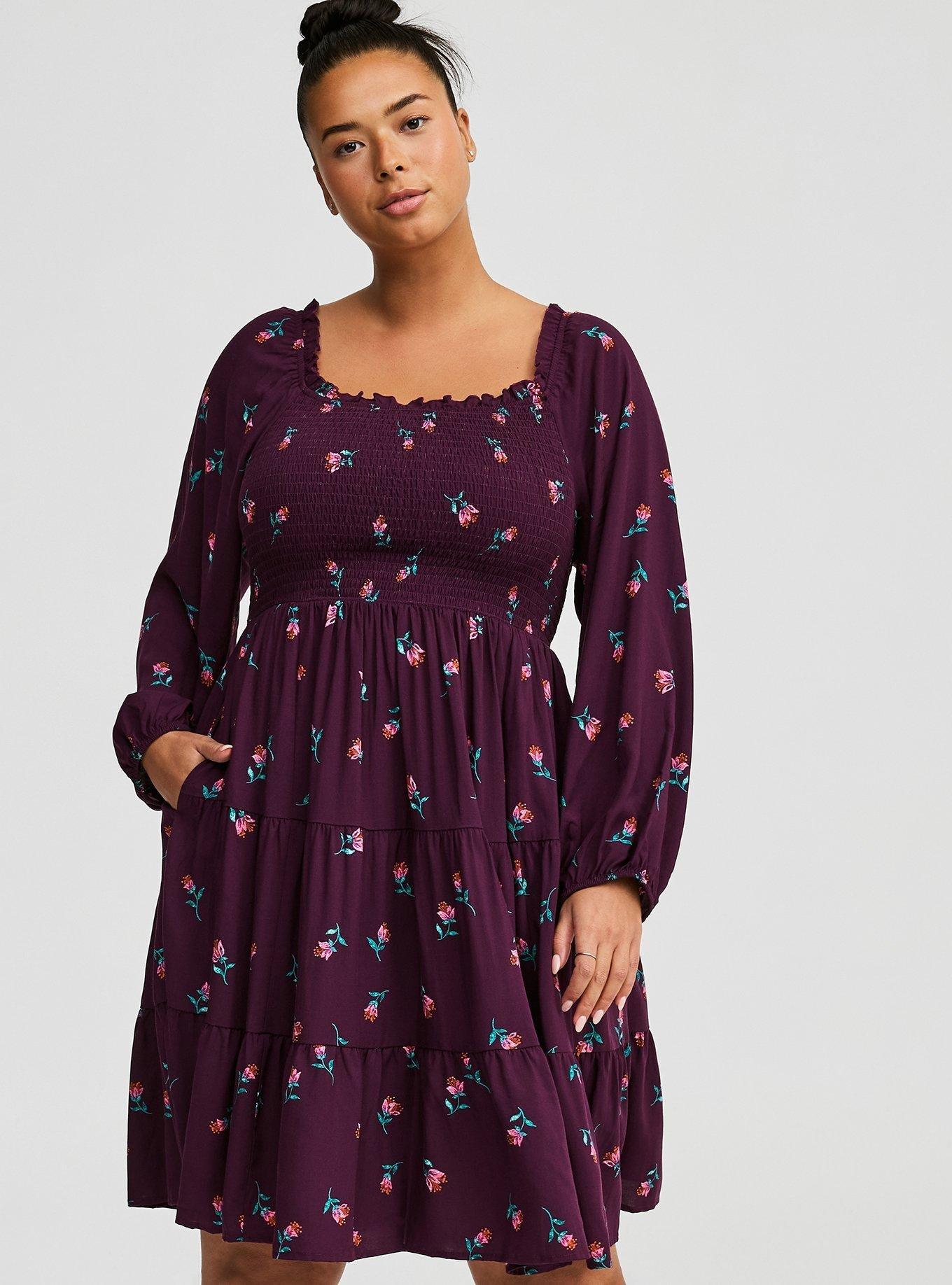 smocked challis dress