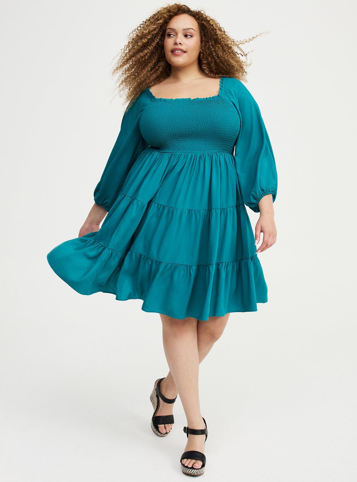 Smocked Bodice Mini Dress, ALEXANDRITE, alternate