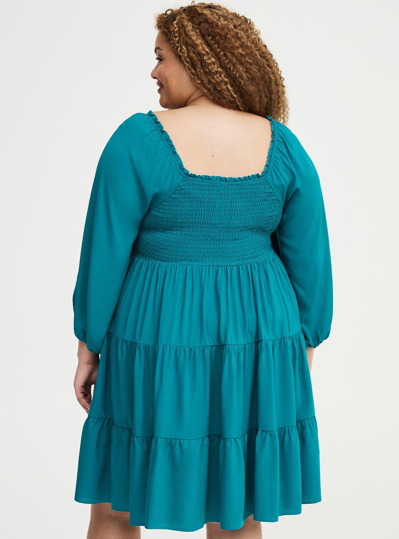 Smocked Bodice Mini Dress, ALEXANDRITE, alternate