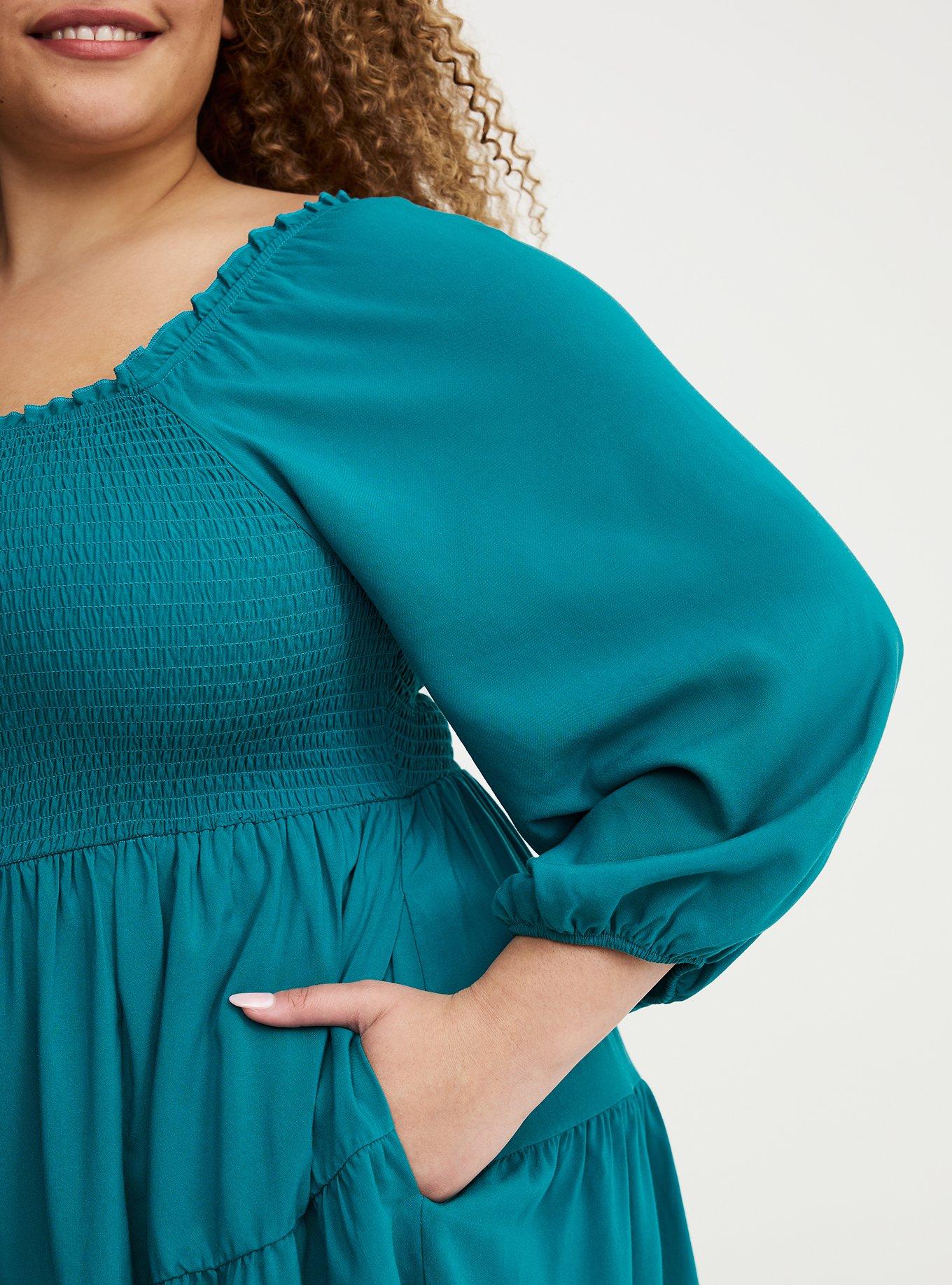 Smocked Bodice Mini Dress, ALEXANDRITE, alternate