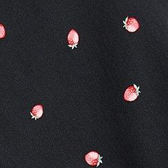 Smocked Bodice Mini Dress, SPACED STRAWBERRY BLACK, swatch