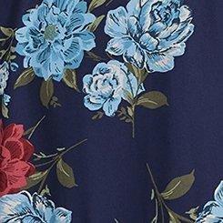 Plus Size Mini Chiffon Long Sleeve Surplice Godet Dress, GRANDE BLOOMS FLORAL PEACOAT, swatch