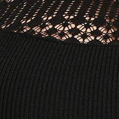 Mini Long Sleeve Rib Pointelle Mock Neck Sweater Dress, DEEP BLACK, swatch