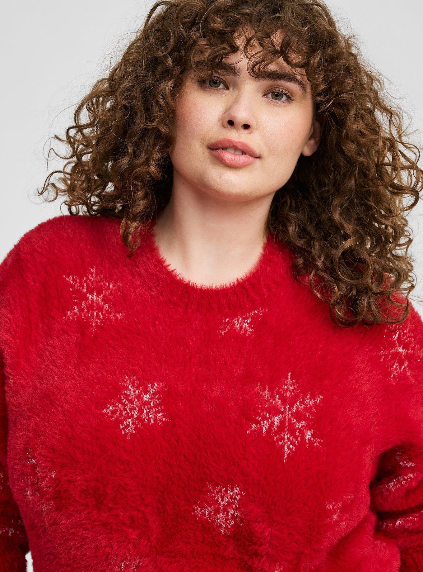 Eyelash Lurex Crew Neck Pullover Sweater, SNOWFLAKE, alternate